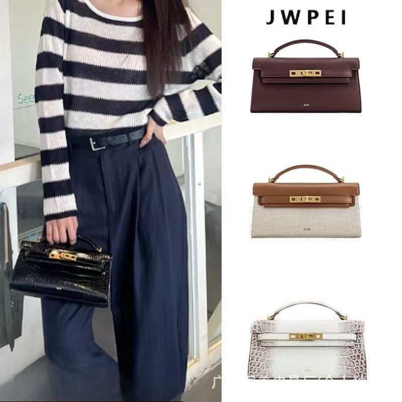 Quiet Luxury Bags Crossbody - JW PEI Noor Dames Croc-geprägd lederen