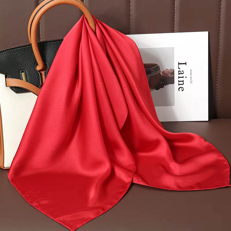 Luxury Bags In China - Luxe Effen Kleur Zijden Vierkante Sjaal